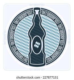 Preview on Oktoberfest coaster, Bavarian pattern, Bottle on the background of the Bavarian pattern in the circle
