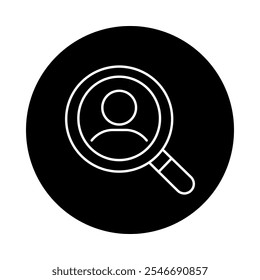 Preview Profile Icon – Magnifying Glass with Person, Representing Profile Review, Final Check, and Overview