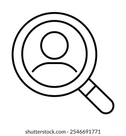 Preview Profile Icon – Magnifying Glass with Person, Representing Profile Review, Final Check, and Overview