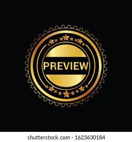 Preview round Gold grunge stamp on black background