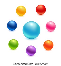  Preview
Stock Vector Illustration:
Collection of colorful glossy spheres isolated on white. Vector illustration for your design.