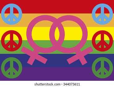  Preview
Stock Vector Illustration:
Rainbow flag, decorated with signs of homosexual love and a symbol of peace. Vector Image EPS10.