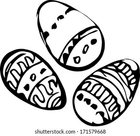 a Preview three painted Easter eggs painted