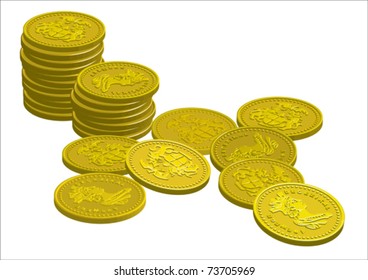 Preview vector EPS10/ Pile of old gold coins