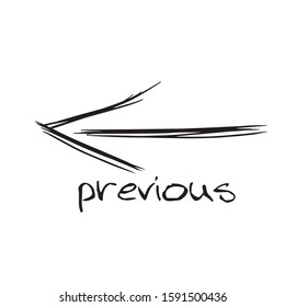 Previous arrow hand drawn, previous icon sketch symbol for graphic and web design
