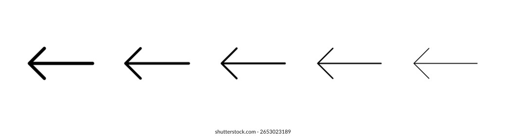 Previous arrow icon or logo illustration outline black style