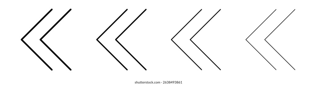 Previous arrow icon Outline sign symbol set