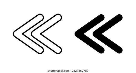 Previous Arrow icon representing backward navigation, returning to an earlier page, and moving to a previous item. Clean outline and filled vector symbol suitable for websites, applications, media players, navigation, and digital controls.