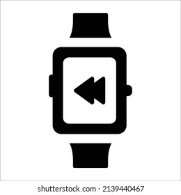 Previous arrow smart watch icon. Wearable body . Digital portable device, smart watch vector Icon