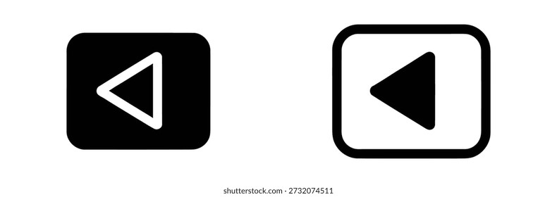 Previous and Back Button Icon Set - Solid and Line Vector Left Arrow Symbol

