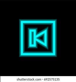 Previous blue glowing neon ui ux icon. Glowing sign logo vector