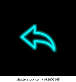 Previous blue glowing neon ui ux icon. Glowing sign logo vector