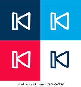 Previous button hand drawn outline four color material and minimal icon logo set in red and blue