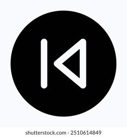 Previous Button Vector Icon, Previous Arrow Sign, User Interface, User Experience, Isolated Silhouette Vector Icon.