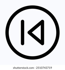 Previous Button Vector Icon, Previous Arrow Sign, User Interface, User Experience, Isolated Lineal Vector Icon.