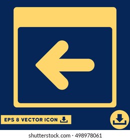 Previous Calendar Day icon. Vector EPS illustration style is flat iconic symbol, yellow color.
