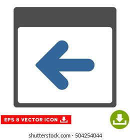 Previous Calendar Day icon. Vector EPS illustration style is flat iconic bicolor symbol, cobalt and gray colors.