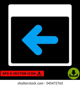 Previous Calendar Day icon. Vector EPS illustration style is flat iconic bicolor symbol, blue and white colors.