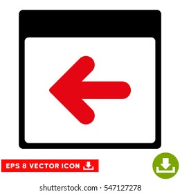 Previous Calendar Day icon. Vector EPS illustration style is flat iconic bicolor symbol, intensive red and black colors.