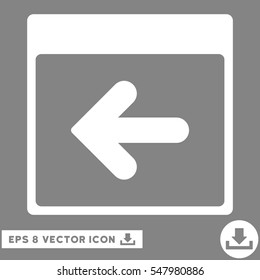 Previous Calendar Day icon. Vector EPS illustration style is flat iconic symbol, white color.
