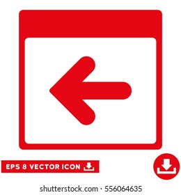 Previous Calendar Day icon. Vector EPS illustration style is flat iconic symbol, red color.