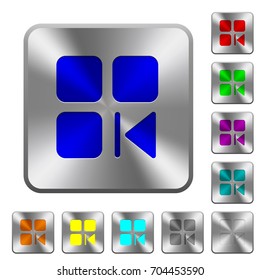 Previous component engraved icons on rounded square glossy steel buttons