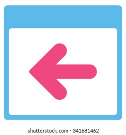 Previous Date vector icon. Style is bicolor flat symbol, pink and blue colors, rounded angles, white background.