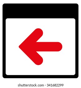 Previous Date vector icon. Style is bicolor flat symbol, intensive red and black colors, rounded angles, white background.