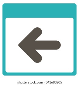 Previous Day vector icon. Style is bicolor flat symbol, grey and cyan colors, rounded angles, white background.