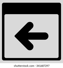 Previous Day vector icon. Style is flat symbol, black color, rounded angles, light gray background.