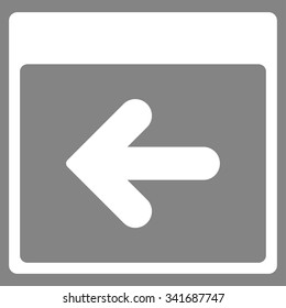 Previous Day vector icon. Style is flat symbol, white color, rounded angles, gray background.