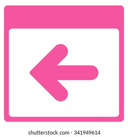 Previous Day vector icon. Style is flat symbol, pink color, rounded angles, white background.