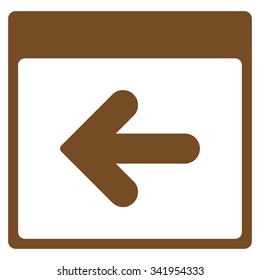 Previous Day vector icon. Style is flat symbol, brown color, rounded angles, white background.