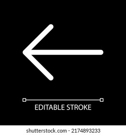 Previous file white linear ui icon for dark theme. Return to song and video. Multimedia player. Vector line pictogram. Isolated user interface symbol for night mode. Editable stroke. Arial font used