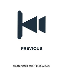 Previous icon. Black filled vector illustration. Previous symbol on white background. Can be used in web and mobile.