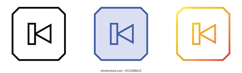 previous icon. Linear, Blue Fill and Gradient Style Design Isolated On White Background