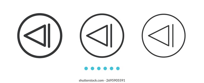 Ícone anterior. Vetor de ícone de linha fina