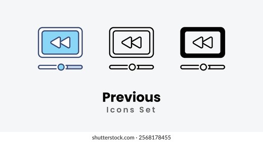 Previous Icons thin line and glyph vector icon stock illustration