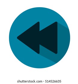 Previous media player icon illustration. Blue flat icon. Vector