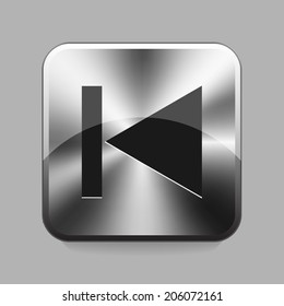 Previous navigation symbol on metallic or chrome button illustration