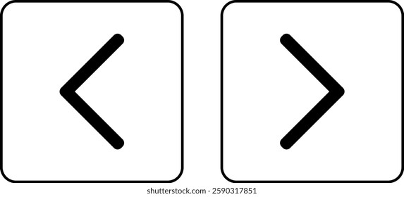 Previous and Next button. Left right arrow icon. Web buttons with arrows prev and next. Button and icon for app and web. 
