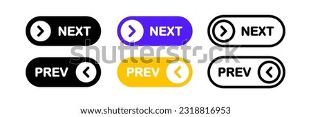 Previous and Next navigation buttons. Prev, next. Web page button for move to the next and previous item. Web buttons with arrow for web site and user interface . Web design elements