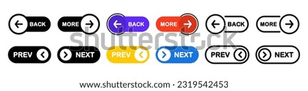 Previous and Next navigation buttons. Prev, next. Web page button for move to the next and previous item. Web buttons with arrow for web site and user interface . Web design elements