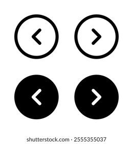 Previous and next round buttons for app. Left and right sign symbol