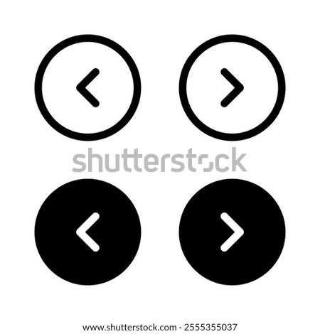 Previous and next round buttons for app. Left and right sign symbol