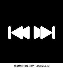 previous or rewind and next audio button on a black background vector illustration