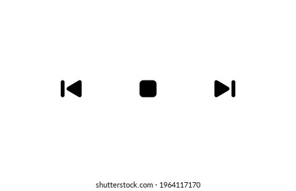 Previous, Stop, Next Icon Vector. Backward and Forward Symbol Illustration