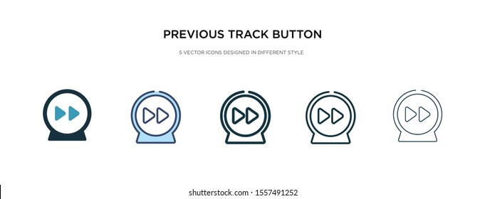 previous track button icon in different style vector illustration. two colored and black previous track button vector icons designed in filled, outline, line and stroke style can be used for web,