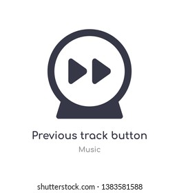 previous track button outline icon. isolated line vector illustration from music collection. editable thin stroke previous track button icon on white background