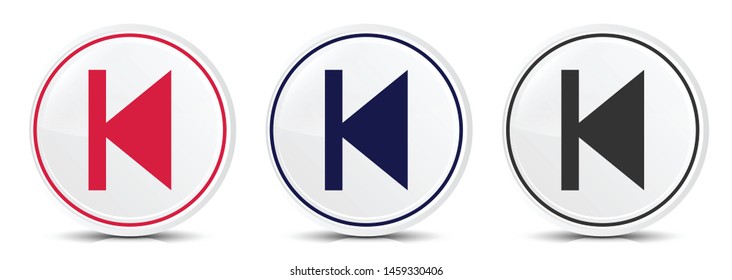 Previous track icon crystal flat round button set illustration design isolated on white background